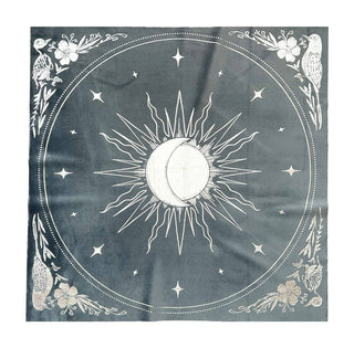 Celestial Velvet Altar Cloth - Icy Grey-Blue Velvet + Silver Foilo