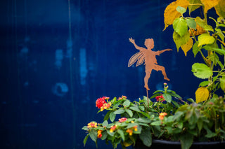 Skipping Boy Fairy Stake - Metal Silhouette Garden Yard Home