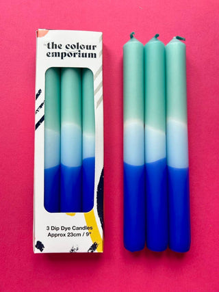 Clean Breeze | Dip Dye Dinner Candles Trio