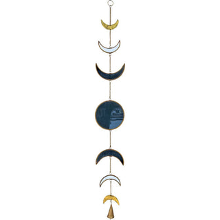Blue Moon Phase Glass and Metal Wall Hanging