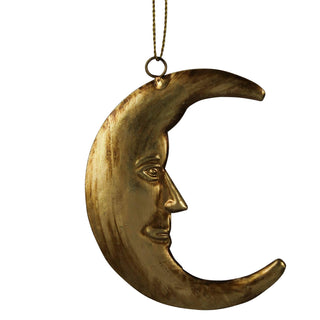 Moon Face Ornament in Antique Gold