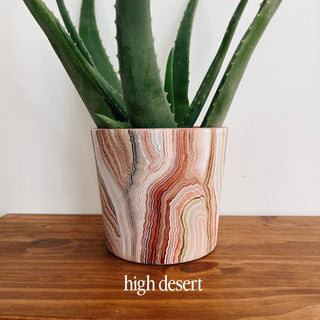 Hand Painted Marble Planter - High Desert Pastel / Large 7"