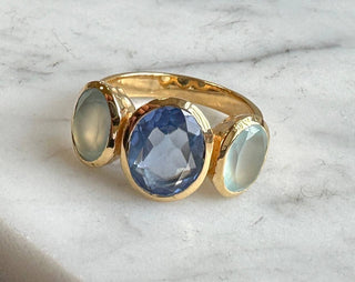 Gumdrop Ring 7 Blue Chalcedony