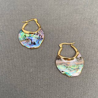 Abalone Shell 18K Gold-Plated Hoop Earrings