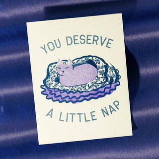 You Deserve a Little Nap Cat - Risograph Greeting Card