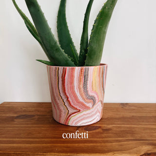 Hand Painted Marble Planter - High Desert Pastel / Large 7"