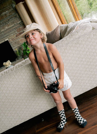 Rust & Cream Checkerboard - Kids Socks
