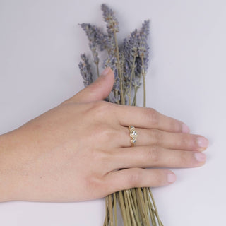 Brass Crystal Blossom Ring