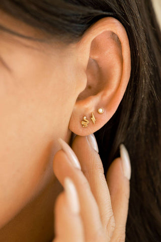 Lightning Stud Earring - Gold