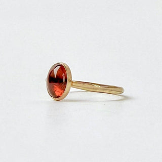 Red Garnet Oval Gemstone Ring - Gold