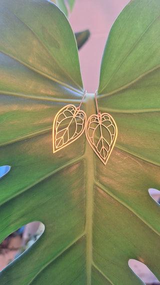 Pretty Pothos Brass Earrings