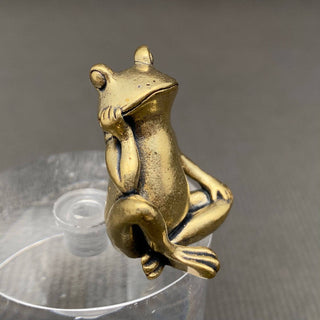 Vintage Brass Sitting Frog Desktop Figurine