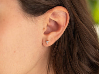 Trio Lavender CZ Stud Earrings - Gold