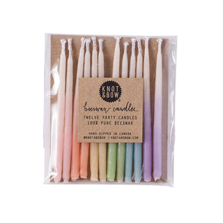 Short Rainbow Ombré Hand-dipped Beeswax Party Candles
