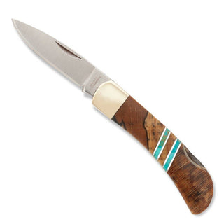 Spalted Beech 3" Lockback Knife - Single: Turquoise