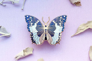 African Bluewing Butterfly Enamel Pin