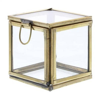 Petite Leaded Glass Box in Brass