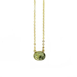 Gold Plated Necklace with Semi-Precious Stone - Prehnite