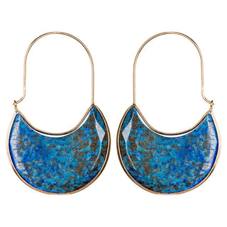Moon Hoop Earrings - Lapis, Malachite, or Amethyst.