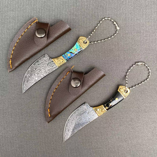 Textured Mini Knife with Abalone Shell Handle & Protective Cover