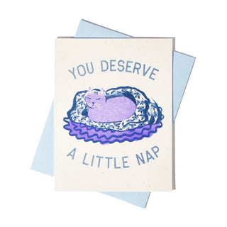 You Deserve a Little Nap Cat - Risograph Greeting Card