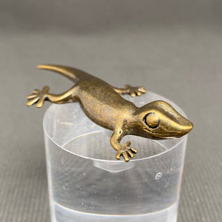 Vintage-Style Brass Gecko Desktop Figurine