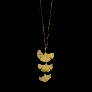 Ginkgo Large 3 Drop Pendant on 16" Adjustable Chain by Michael Michaud