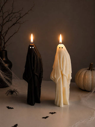 Ghost Candle, Halloween Decor: Black / Unscented