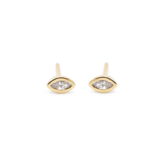 Marquise CZ Diamond Evil Eye Stud Earrings - Gold