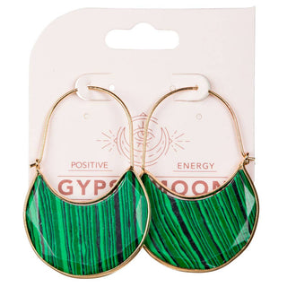 Moon Hoop Earrings - Lapis, Malachite, or Amethyst.