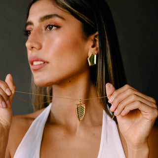 The Pressed Fern Spike Necklace - 18" Gold Plated