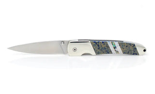 Gemstone Exotics 4" Linerlock Knife - Single: Obsidian/Abalone/Bronze