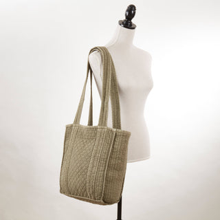 Soft Cotton Quilted Tote Bag: Taupe / 14"x12"