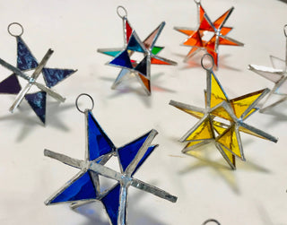 Moravian Star Handmade Stained-Glass Ornament - Iridescent Clear
