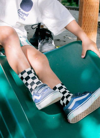 Rust & Cream Checkerboard - Kids Socks