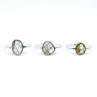 Golden Rutile Abstract Ring in Sterling Silver