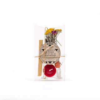 Mini Confidence & Power Ritual Kit gift set with crystals and candle