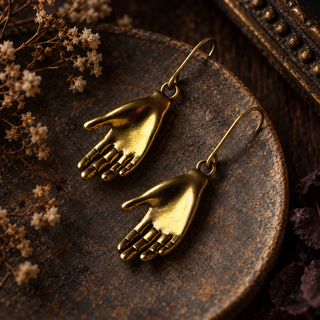 Brass Open Hand Earrings
