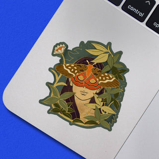 Mushroom Muse Moth Vinyl Sticker