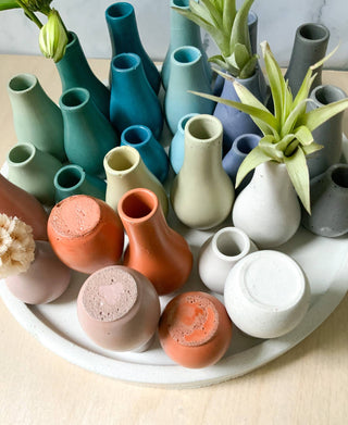 Miniature Concrete Bud Vases | Terra Cottta