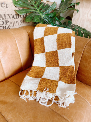 Gold & Cream Checker - Heavyweight Throw Blanket