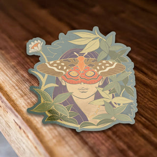 Mushroom Muse Moth Vinyl Sticker