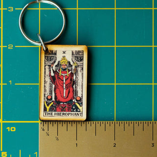 The Hierophant  Wooden Keychain