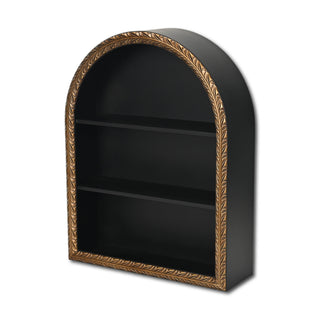 Mireza Ornate Framed Black & Gold 3 Tier Wooden Wall Shelf