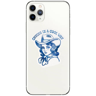 Crying Cowgirl Retro Vinyl Sticker