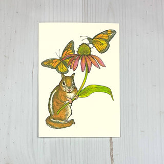 Chipmunk Coneflower Monarch 5x7" Notecard