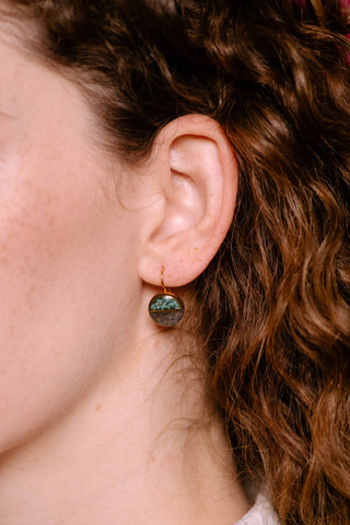 Crushed Gemstone Horizon Earrings: Sapphire + sugilite