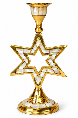 Brass Six Point Star Candle Holder