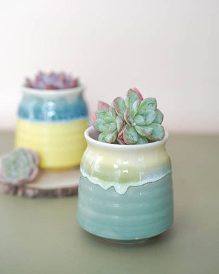Glazed Floral Pot