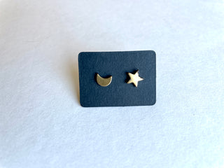 Brass Moon & Star Studs
